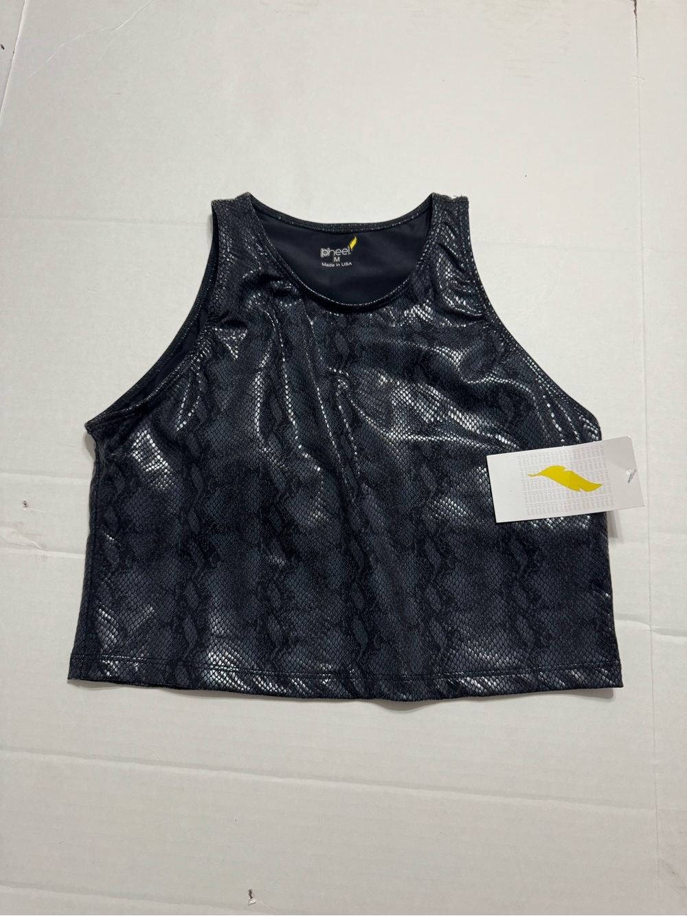 Pheel Laser Crop Top in Black Venom Snakeskin Print Size Medium